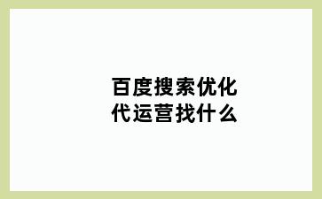 百度搜索优化代运营找什么