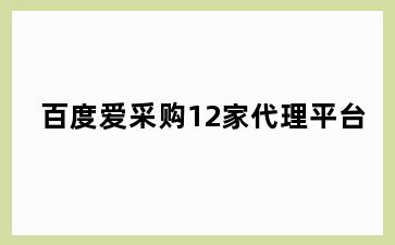 百度爱采购12家代理平台