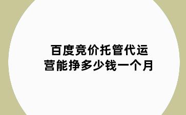 百度竞价托管代运营能挣多少钱一个月