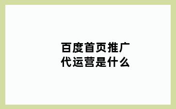 百度首页推广代运营是什么