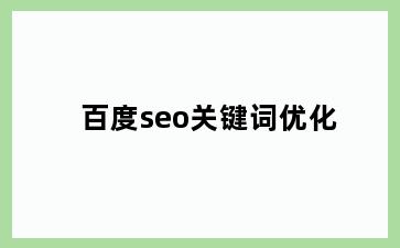 百度seo关键词优化