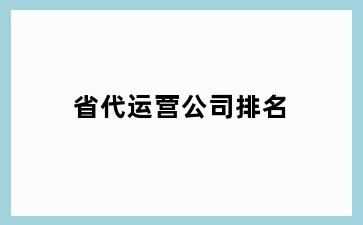 省代运营公司排名