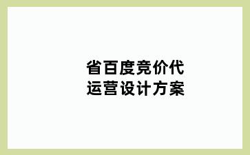 省百度竞价代运营设计方案