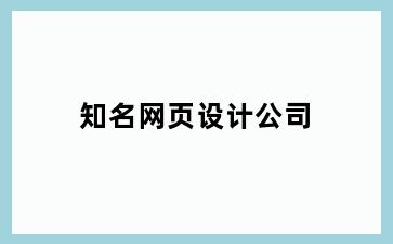 知名网页设计公司