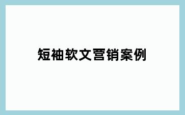 短袖软文营销案例