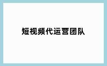 短视频代运营团队