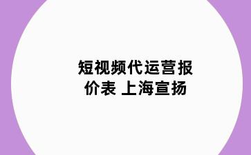 短视频代运营报价表 上海宣扬