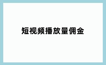 短视频播放量佣金