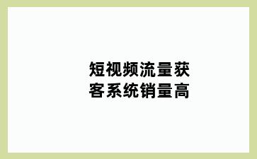 短视频流量获客系统销量高