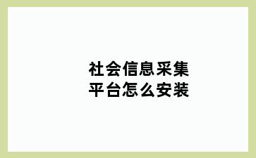 社会信息采集平台怎么安装