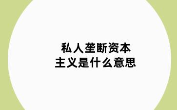 私人垄断资本主义是什么意思