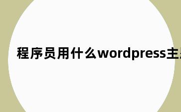 程序员用什么wordpress主题