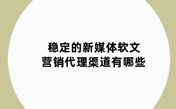 稳定的新媒体软文营销代理渠道有哪些