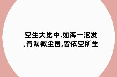 空生大觉中,如海一沤发,有漏微尘国,皆依空所生