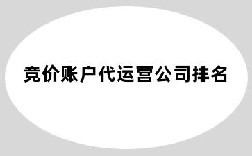 竞价账户代运营公司排名