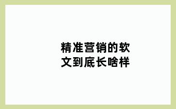 精准营销的软文到底长啥样