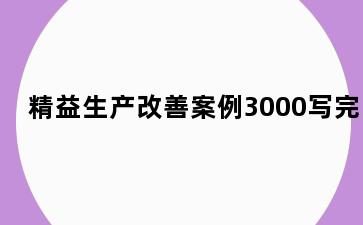 精益生产改善案例3000写完