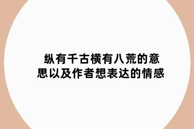 纵有千古横有八荒的意思以及作者想表达的情感