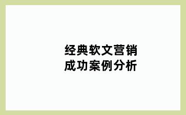 经典软文营销成功案例分析