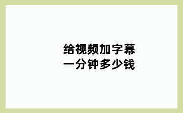 给视频加字幕一分钟多少钱