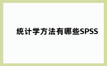 统计学方法有哪些SPSS