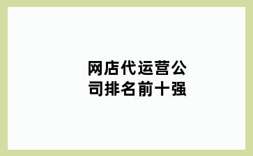 网店代运营公司排名前十强