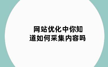 网站优化中你知道如何采集内容吗