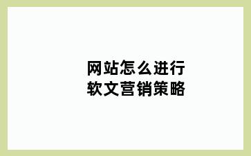 网站怎么进行软文营销策略