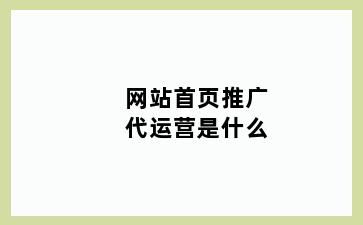 网站首页推广代运营是什么