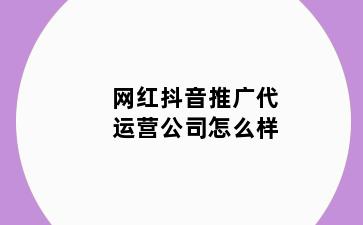 网红抖音推广代运营公司怎么样