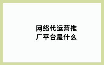 网络代运营推广平台是什么