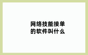 网络技能接单的软件叫什么