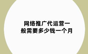 网络推广代运营一般需要多少钱一个月