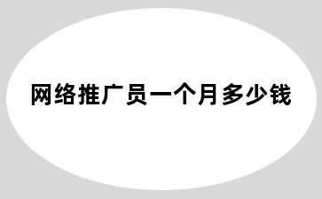 网络推广员一个月多少钱