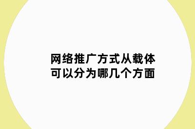 网络推广方式从载体可以分为哪几个方面