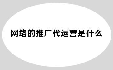 网络的推广代运营是什么