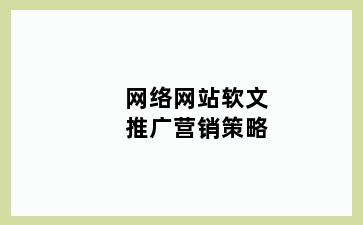 网络网站软文推广营销策略