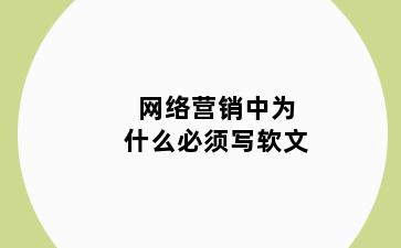 网络营销中为什么必须写软文