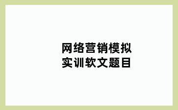 网络营销模拟实训软文题目