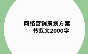 网络营销策划方案书范文2000字