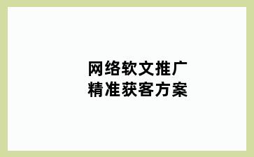 网络软文推广精准获客方案