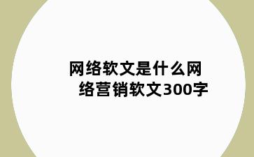 网络软文是什么网络营销软文300字