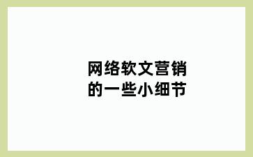 网络软文营销的一些小细节