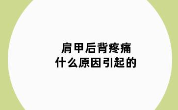 肩甲后背疼痛什么原因引起的