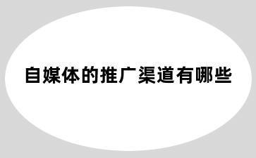 自媒体的推广渠道有哪些