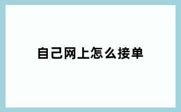 自己网上怎么接单