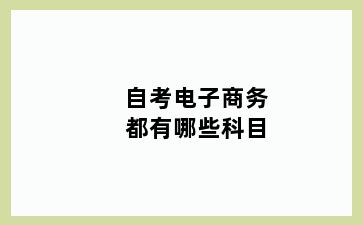 自考电子商务都有哪些科目