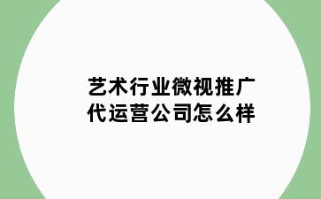 艺术行业微视推广代运营公司怎么样