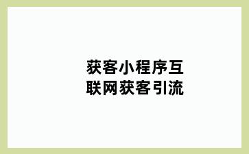 获客小程序互联网获客引流