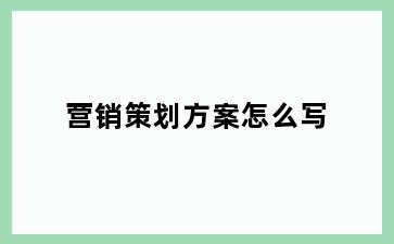 营销策划方案怎么写